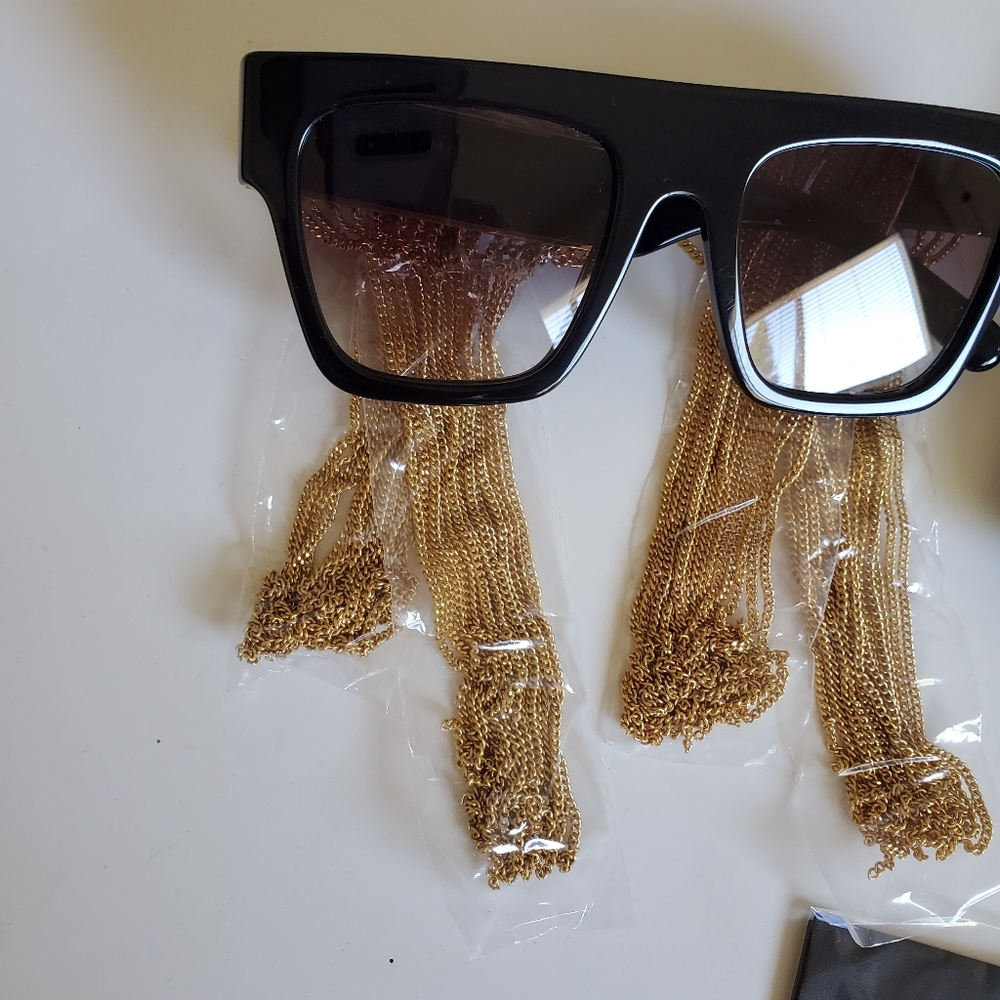 Stella McCartney Rectangular Sunglasses with Hanging Chain Detail $745 - Picture 13 of 15